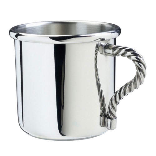 Rope Handle Baby Cup Dimensions:  2 5/8″ tall x 3 5/8″ wide incl. handle
Materials:  Pewter





